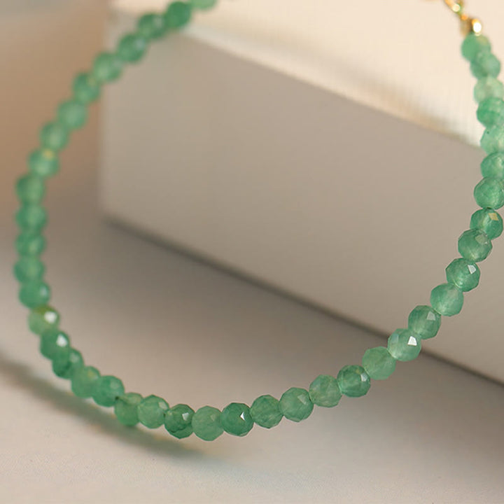 Pulsera de la suerte con cuentas ultrafinas de aventurina verde pequeña de 3 mm y Buddha Stones