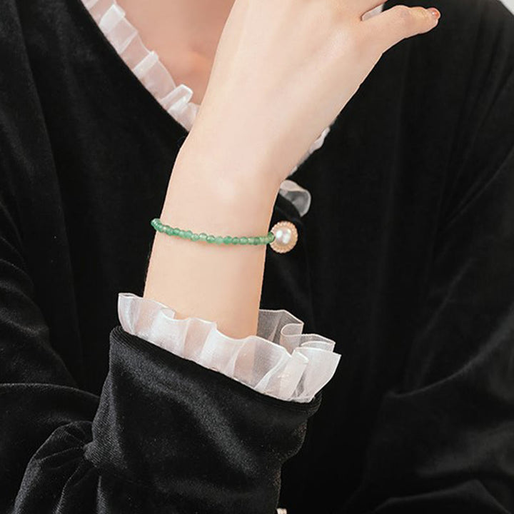 Pulsera de la suerte con cuentas ultrafinas de aventurina verde pequeña de 3 mm y Buddha Stones