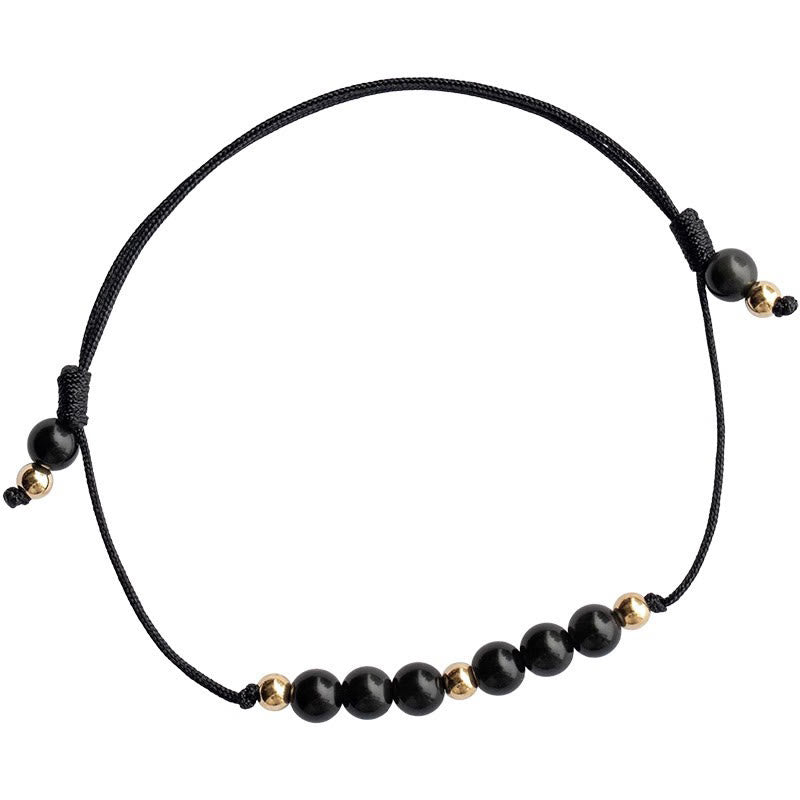 Pulsera de éxito con cuentas ultrafinas de obsidiana negra y cuarzo ahumado de Buddha Stones