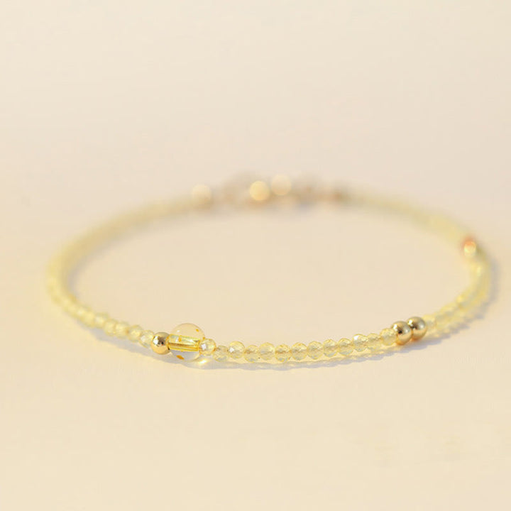Pulsera protectora con cuentas de cobre bañadas en oro de 14 quilates y citrino ultrafinas de 2 mm de Buddha Stones