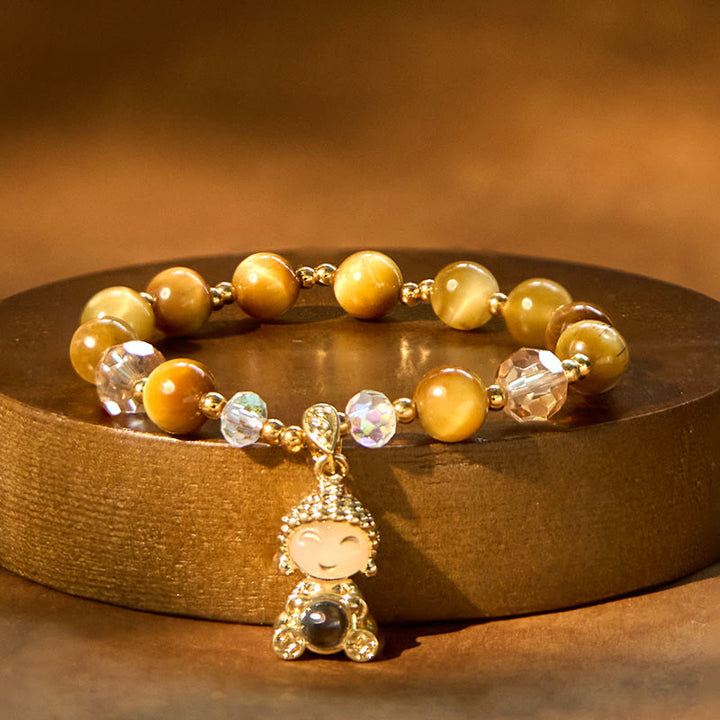 Pulsera de protección de Buda con Buddha Stones y ojo de tigre amarillo para meditación