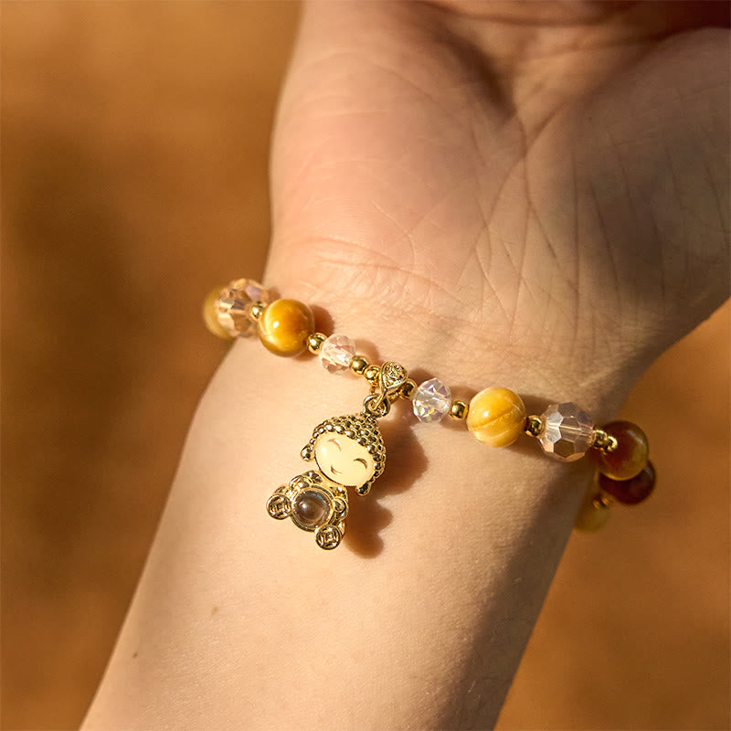 Pulsera de protección de Buda con Buddha Stones y ojo de tigre amarillo para meditación