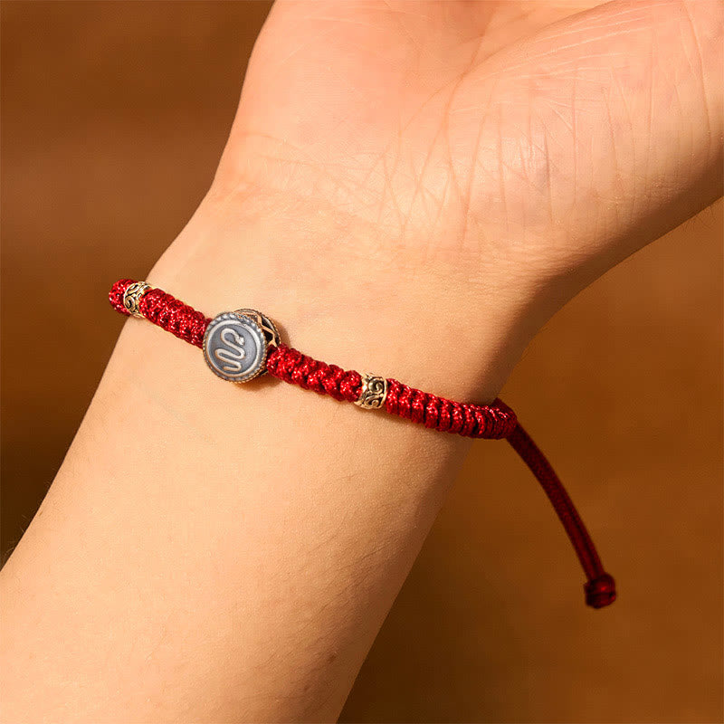 Pulsera de hilo rojo de la suerte con 12 Buddha Stones y el zodíaco chino