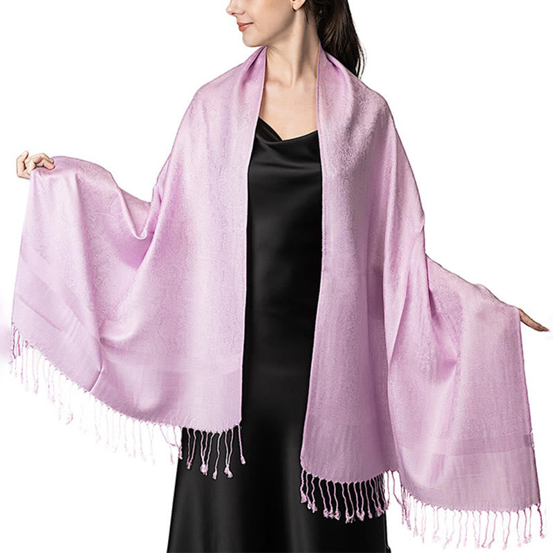 Chal de borlas de jacquard tibetano con Buddha Stones y anacardo para primavera, otoño e invierno, cálido y acogedor - Rosa 180*70cm - image 20