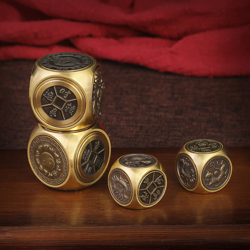 Buddha Stones cuatro bestias Feng Shui Yin Yang Bagua moneda de cobre armonía decoración giratoria