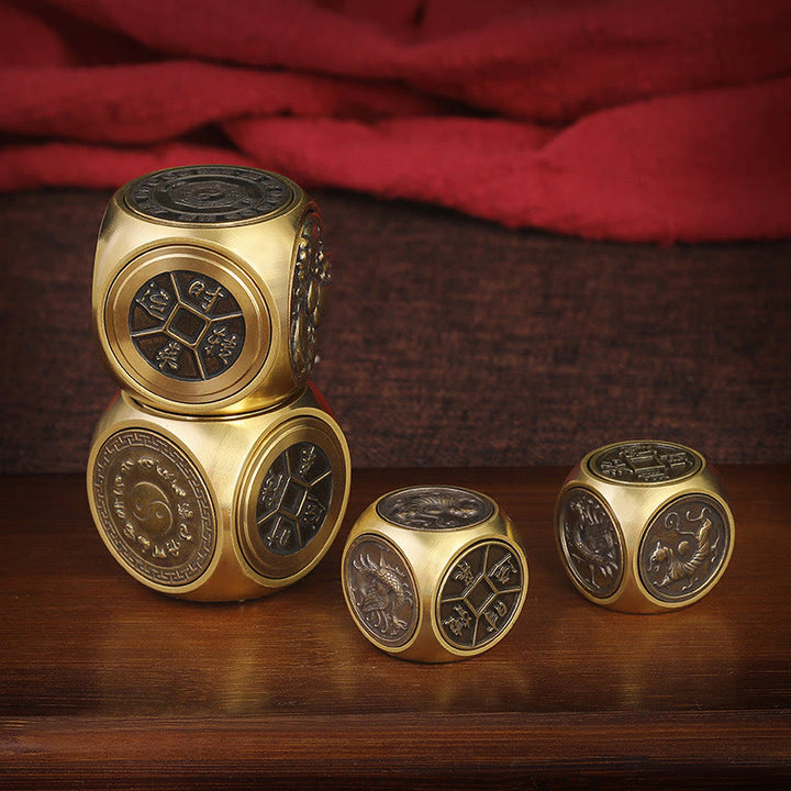 Buddha Stones cuatro bestias Feng Shui Yin Yang Bagua moneda de cobre armonía decoración giratoria