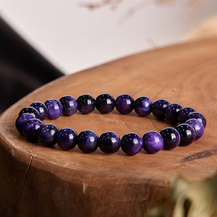 Pulsera creativa con Buddha Stones y ojo de tigre morado - Ojo de tigre púrpura (circunferencia de la muñeca: 14-16 cm) - 12 mm - image 0