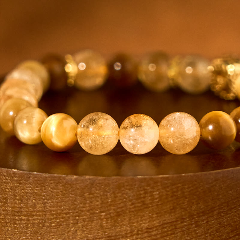 Pulsera de generosidad con citrino, ojo de tigre y ágata roja