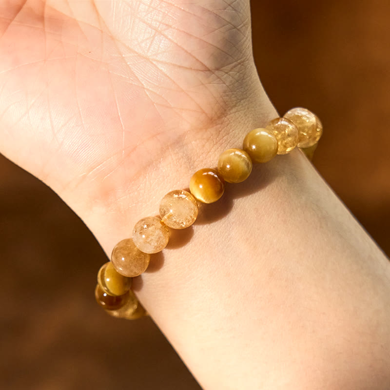 Pulsera de generosidad con citrino, ojo de tigre y ágata roja