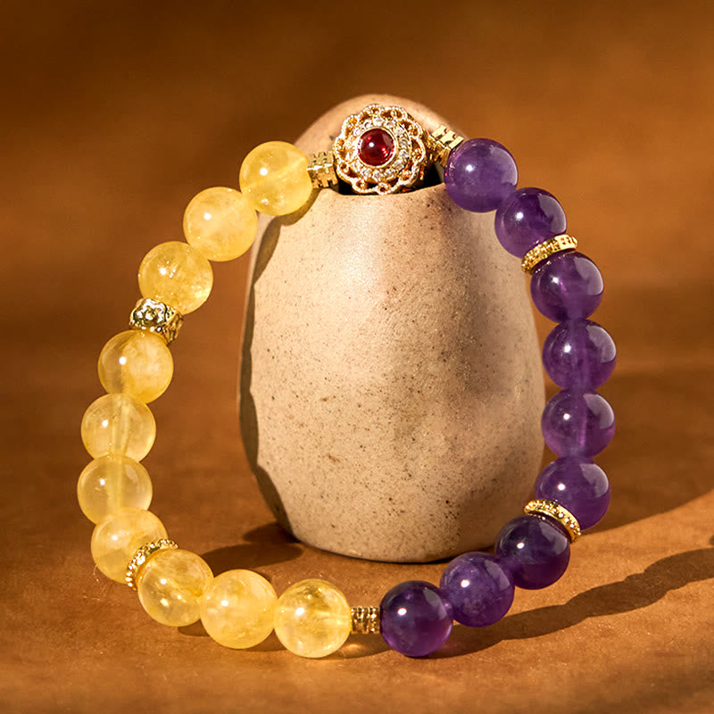 Pulsera de amatista y citrino con Buddha Stones