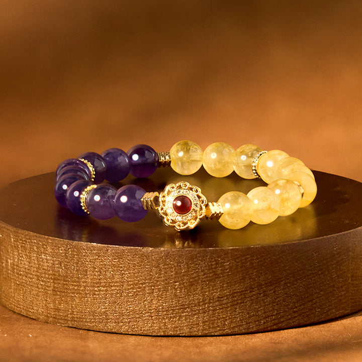 Pulsera de amatista y citrino con Buddha Stones