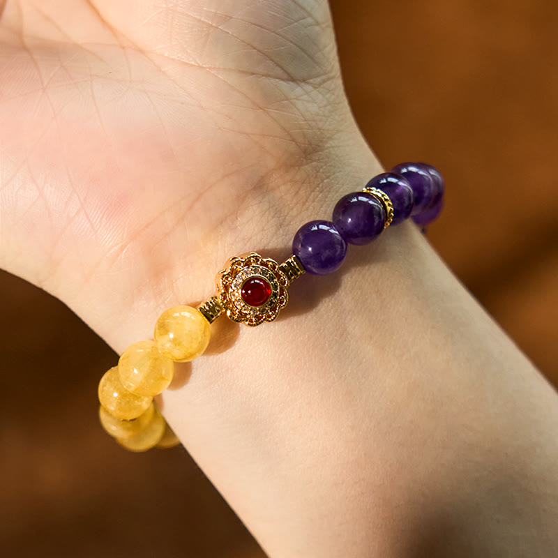 Pulsera de amatista y citrino con Buddha Stones