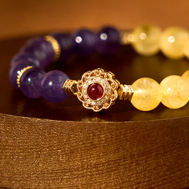 Pulsera de amatista y citrino con Buddha Stones