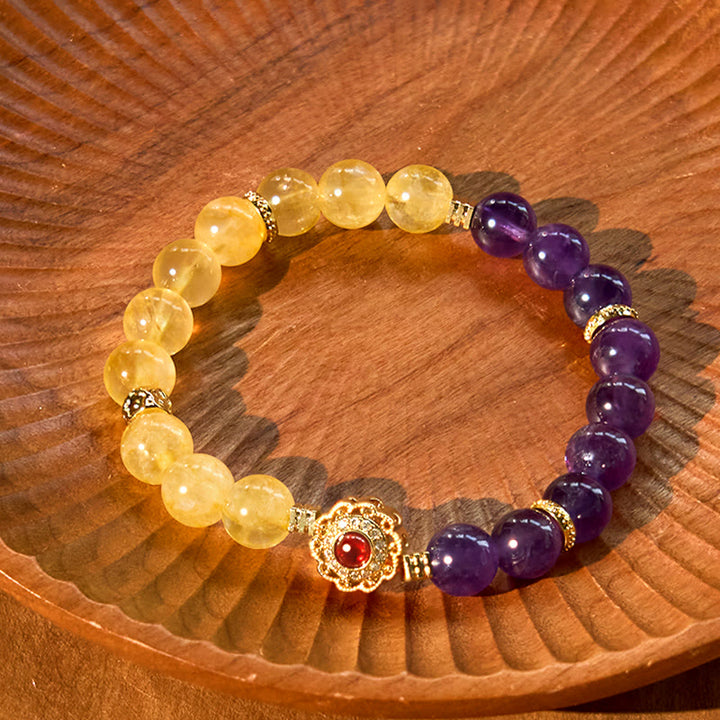 Pulsera de amatista y citrino con Buddha Stones