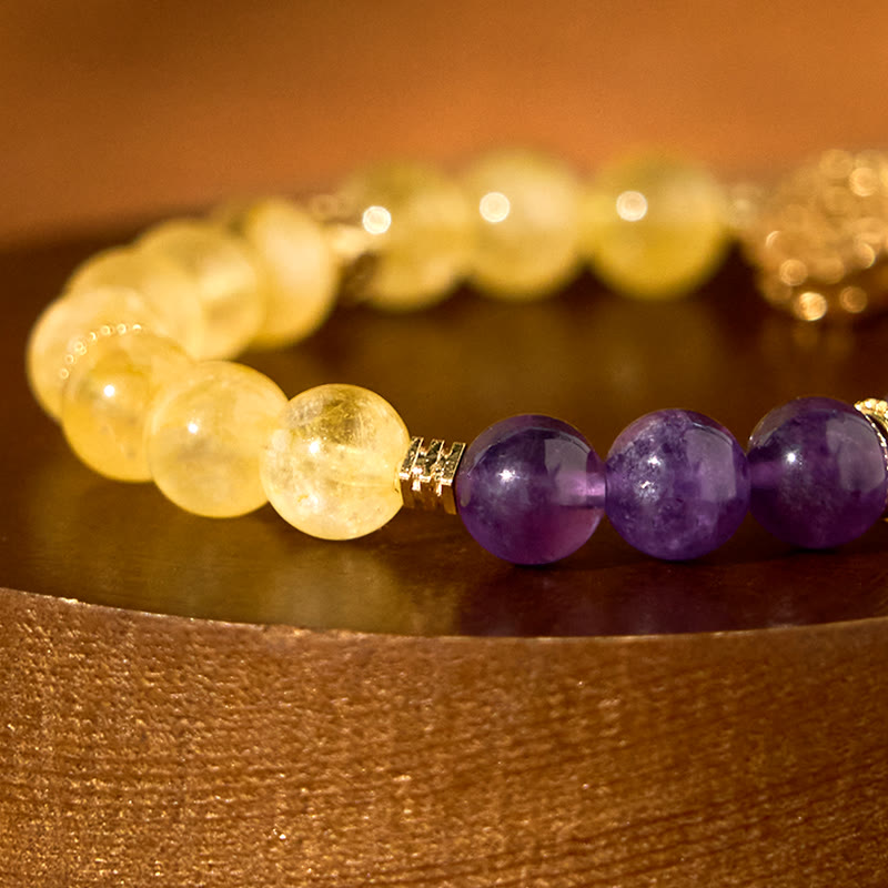 Pulsera de amatista y citrino con Buddha Stones