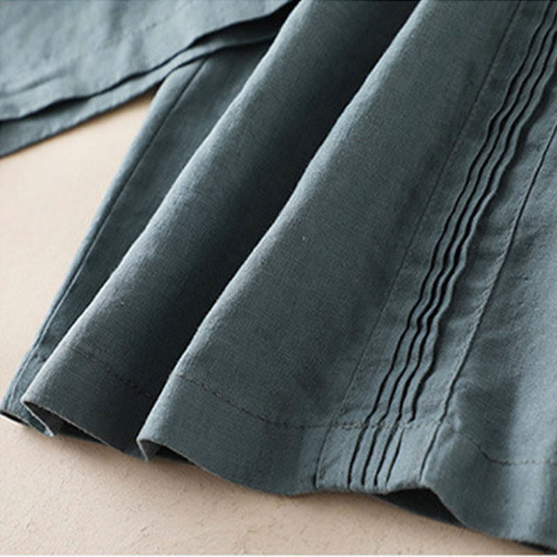 Pantalones de lino y algodón con pliegues laterales, de color liso, informales, para mujer, con pernera ancha y bolsillos , de Buddha Stones - image 10