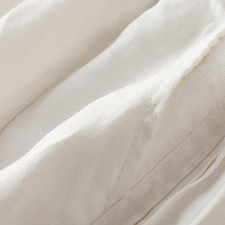 Pantalones de lino y algodón con pliegues laterales, de color liso, informales, para mujer, con pernera ancha y bolsillos , de Buddha Stones - image 15