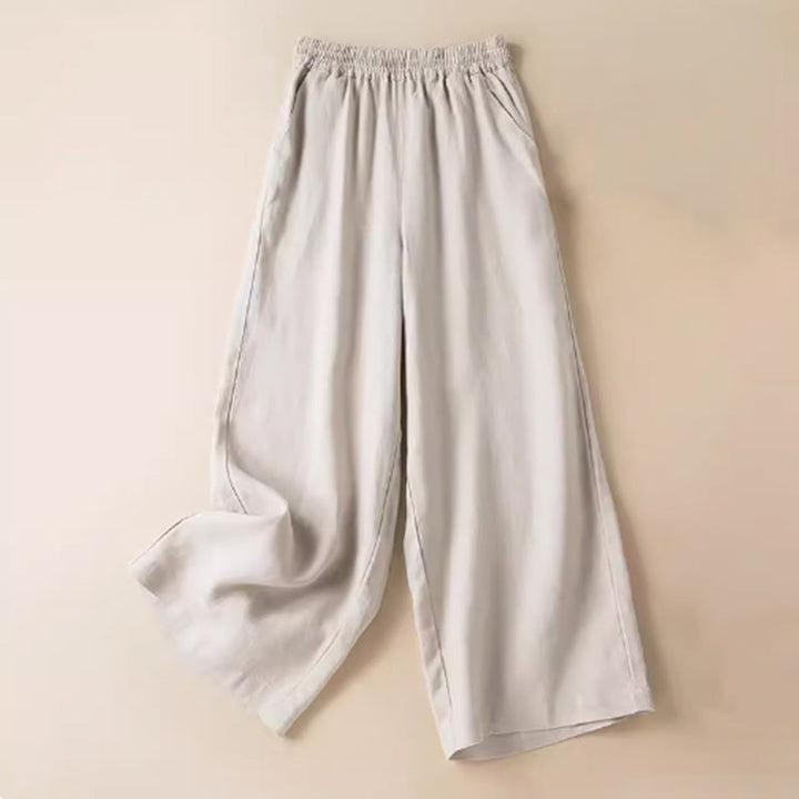 Pantalones anchos de mujer con bolsillos, de color liso y estampado de Buddha Stones. - Beige - US12, UK/AU16, EU44 (3XL) - image 19
