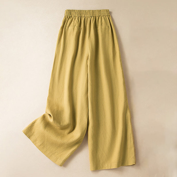 Pantalones anchos de mujer con bolsillos, de color liso y estampado de Buddha Stones. - Amarillo - US12, UK/AU16, EU44 (3XL) - image 27