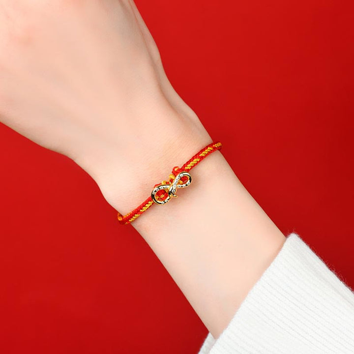 Pulsera trenzada con tira de Möbius y Buddha Stones con hilo rojo y el año de la serpiente