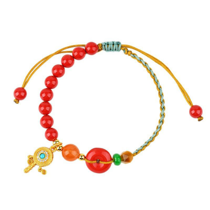 Pulsera con bendición de la paz con hilo de cinabrio y Buddha Stones