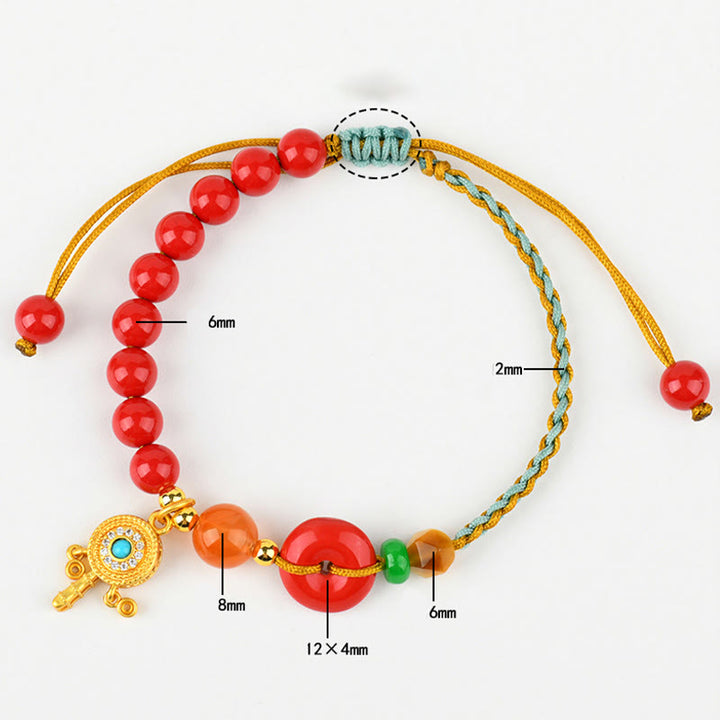 Pulsera con bendición de la paz con hilo de cinabrio y Buddha Stones