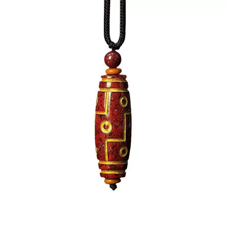 Colgante de bendición con cuentas Dzi de nueve ojos y Buddha Stones con cinabrio