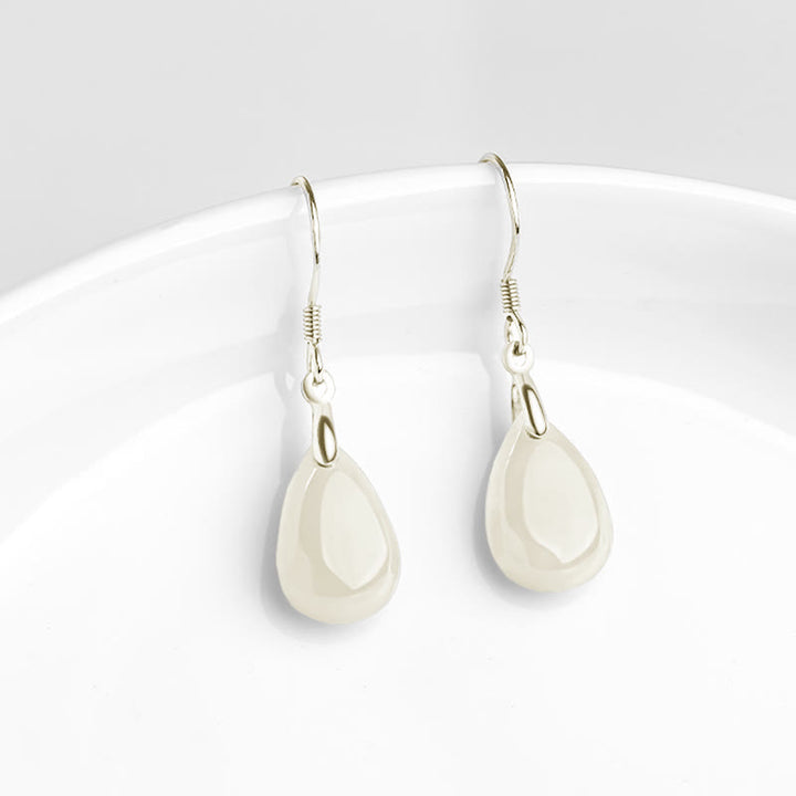 Pendientes colgantes de plata de ley 925 con Buddha Stones , diseño de gota de agua, suerte y prosperidad