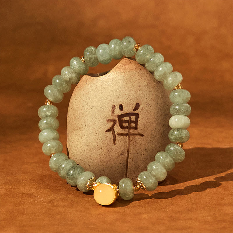 Pulsera curativa con cuentas de gato de la suerte de jade cian y cuarzo fresa y Buddha Stones