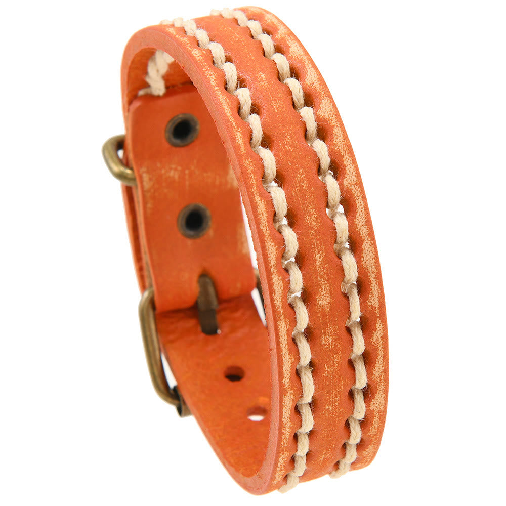 Pulsera de cuero vintage con hebilla ajustable y Buddha Stones