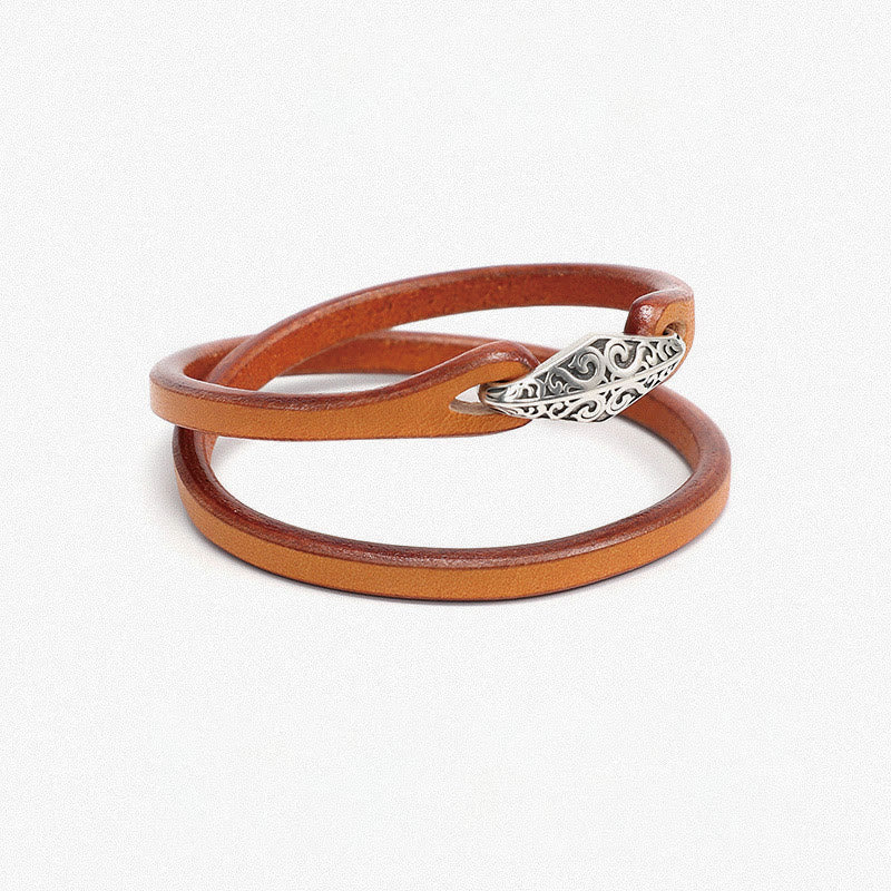 Pulsera de cuero con protección de múltiples vueltas en plata de ley 925 con Buddha Stones