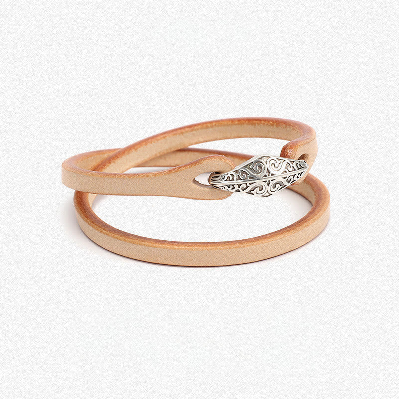 Pulsera de cuero con protección de múltiples vueltas en plata de ley 925 con Buddha Stones
