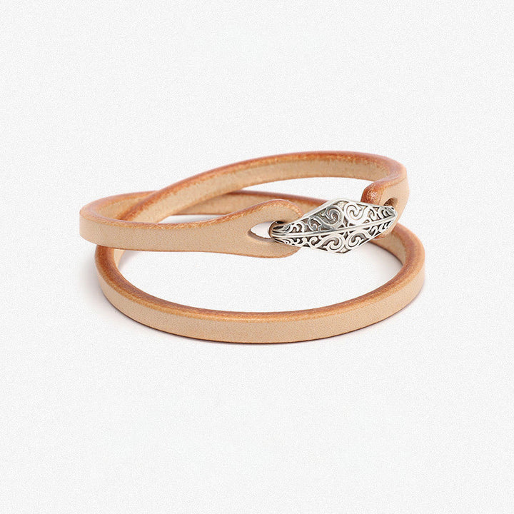 Pulsera de cuero con protección de múltiples vueltas en plata de ley 925 con Buddha Stones