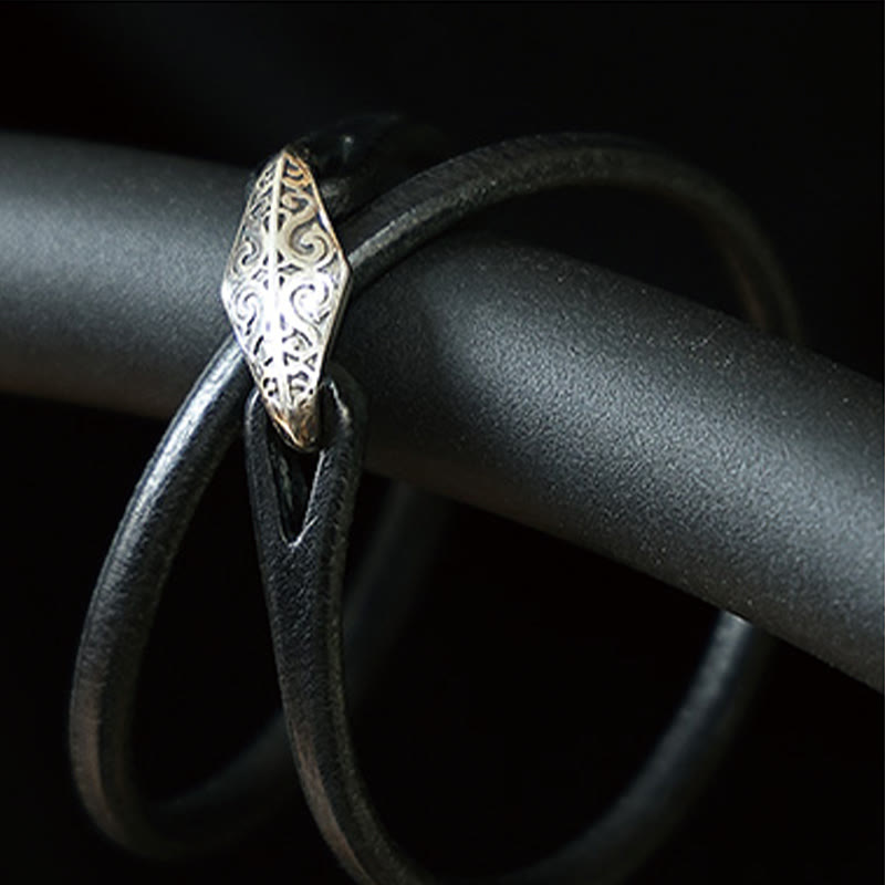 Pulsera de cuero con protección de múltiples vueltas en plata de ley 925 con Buddha Stones