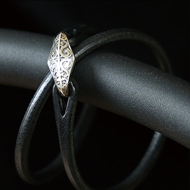 Pulsera de cuero con protección de múltiples vueltas en plata de ley 925 con Buddha Stones