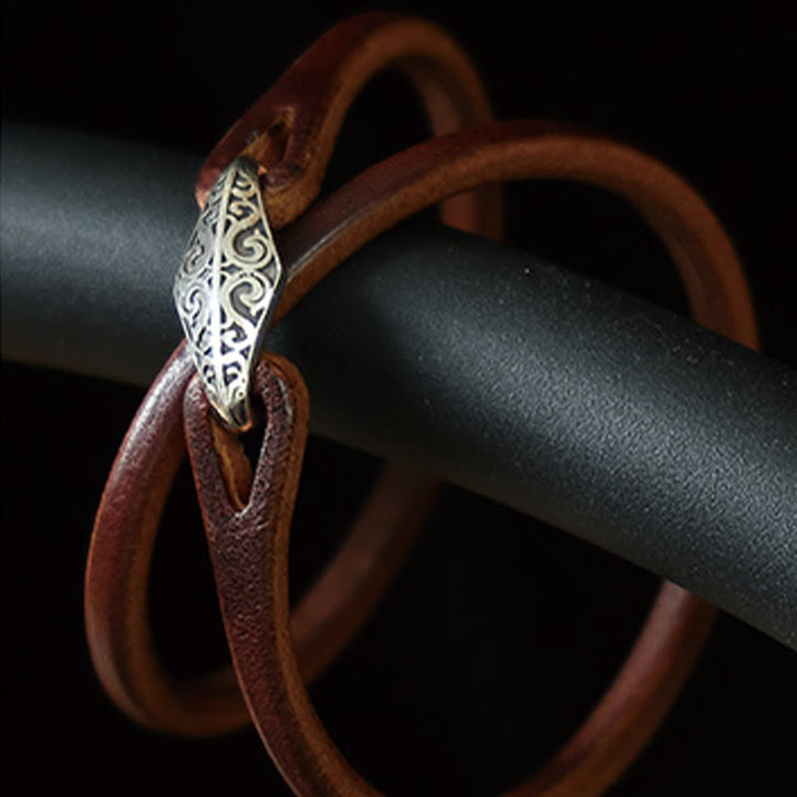 Pulsera de cuero con protección de múltiples vueltas en plata de ley 925 con Buddha Stones