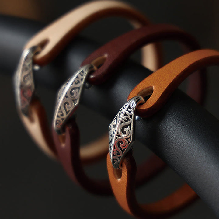 Pulsera de cuero con protección de múltiples vueltas en plata de ley 925 con Buddha Stones