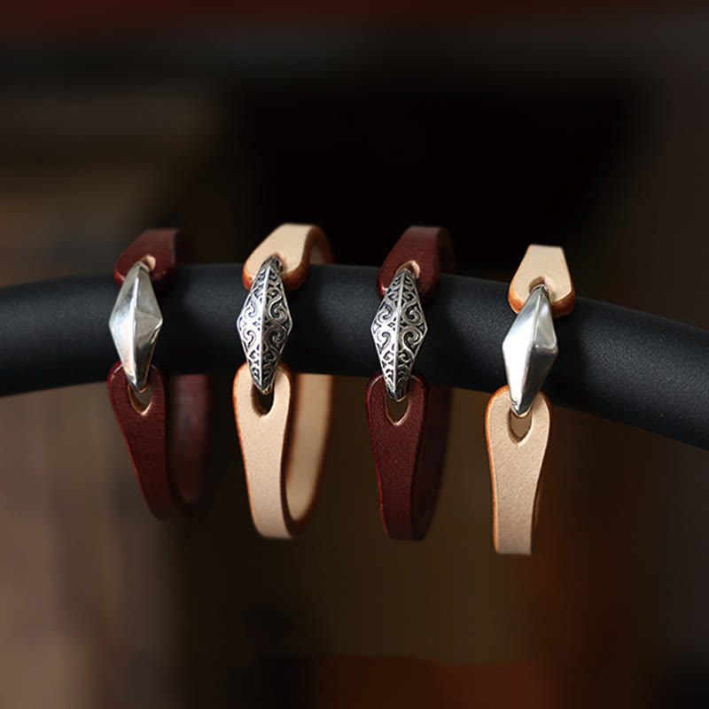 Pulsera de cuero con protección de múltiples vueltas en plata de ley 925 con Buddha Stones