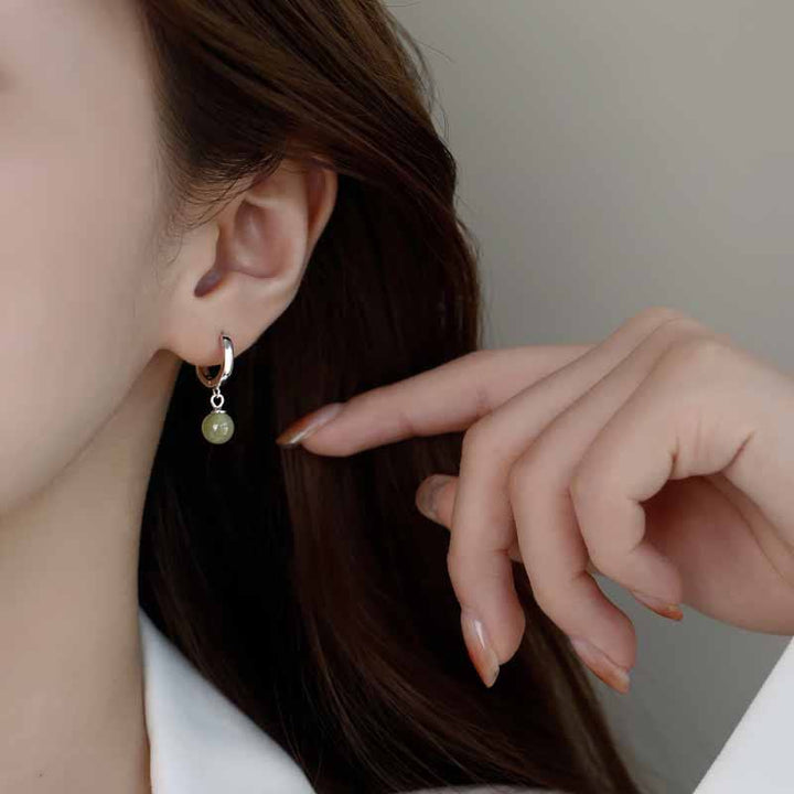 Pendientes de prosperidad con cuentas redondas de jade y Buddha Stones - image 6