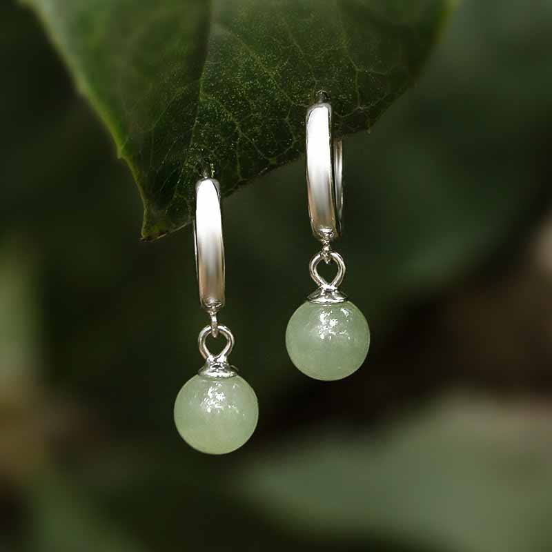 Pendientes de prosperidad con cuentas redondas de jade y Buddha Stones - image 1
