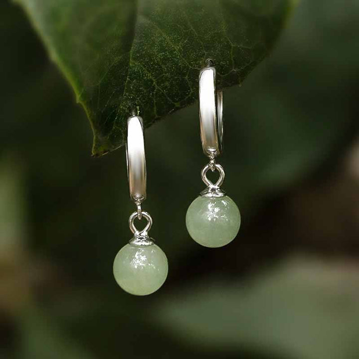Pendientes de prosperidad con cuentas redondas de jade y Buddha Stones - image 1