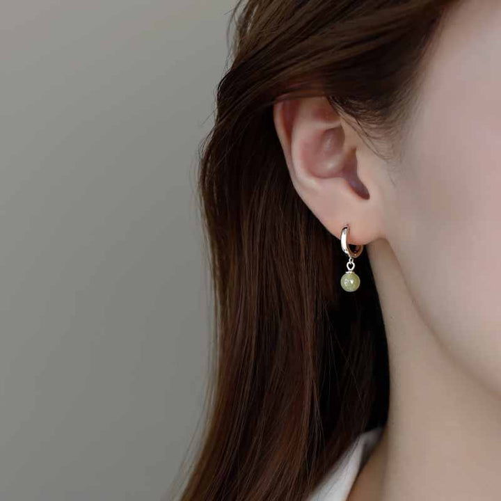 Pendientes de prosperidad con cuentas redondas de jade y Buddha Stones - image 4