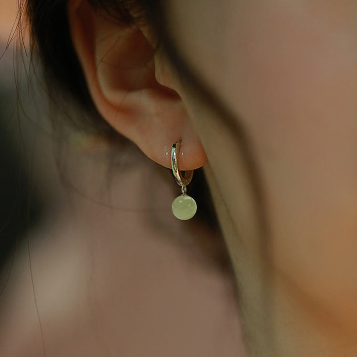 Pendientes de prosperidad con cuentas redondas de jade y Buddha Stones - image 3