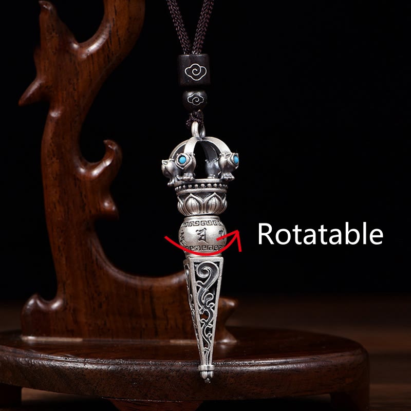Colgante de collar giratorio con diseño de sabiduría de Buddha Stones , Om Mani Padme Hum tibetano, Dorje Vajra - image 3