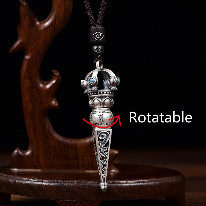 Colgante de collar giratorio con diseño de sabiduría de Buddha Stones , Om Mani Padme Hum tibetano, Dorje Vajra - image 3