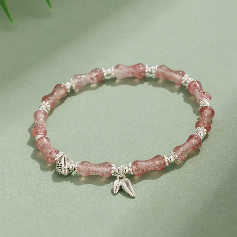 Buddha Stones Peridoto Jade Blanco Fresa Cuarzo Aventurina Verde Bambú Fu Carácter Suerte Pulsera