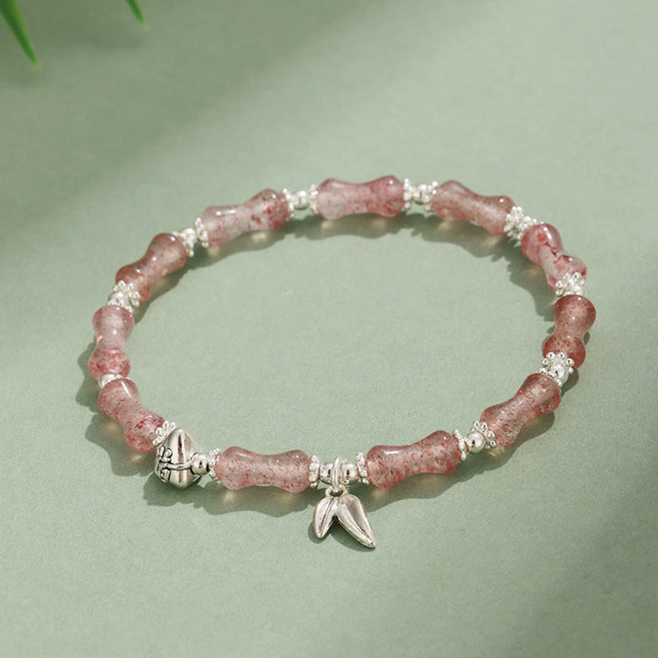 Buddha Stones Peridoto Jade Blanco Fresa Cuarzo Aventurina Verde Bambú Fu Carácter Suerte Pulsera