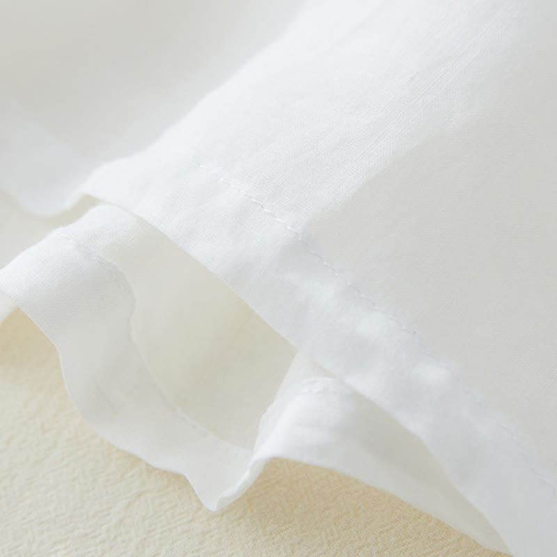 Camisa de lino y algodón con mangas tres cuartos y diseño de plantas bordadas para mujer con Buddha Stones - image 12