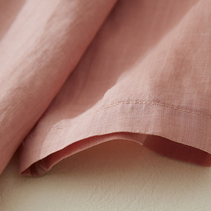 Camisa de lino y algodón con mangas tres cuartos y diseño de plantas bordadas para mujer con Buddha Stones - image 6