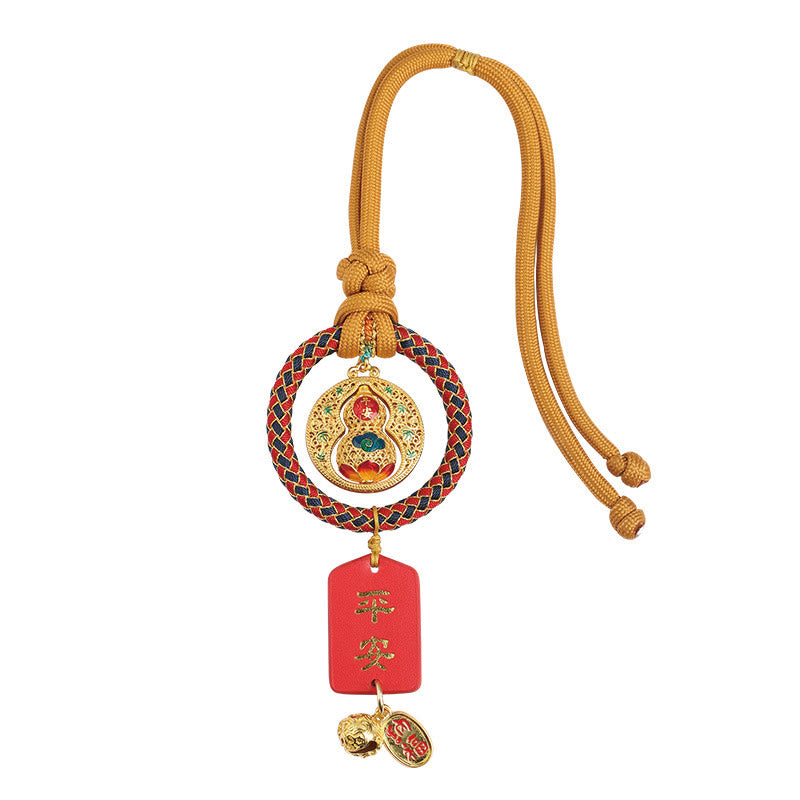 Calabaza de Buddha Stones con carácter Fu, segura y bien, decoración colgante para coche